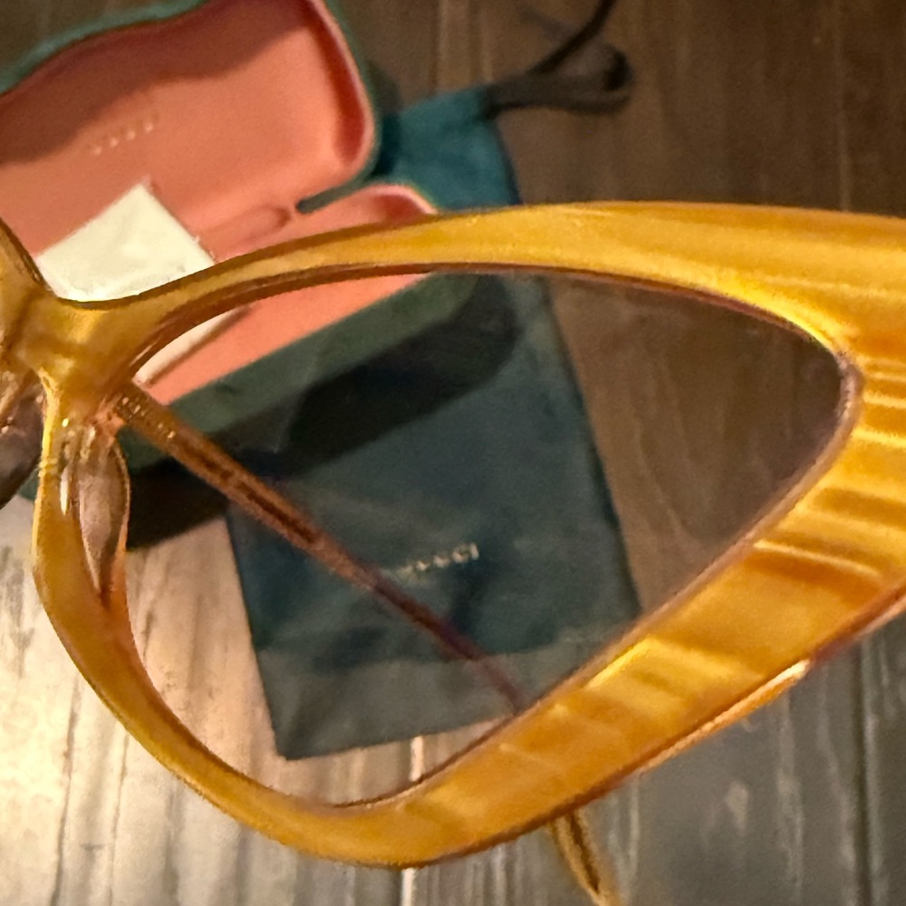 😎 New! Gucci Yellow Cat Eye Sunglasses - Picture 11 of 13